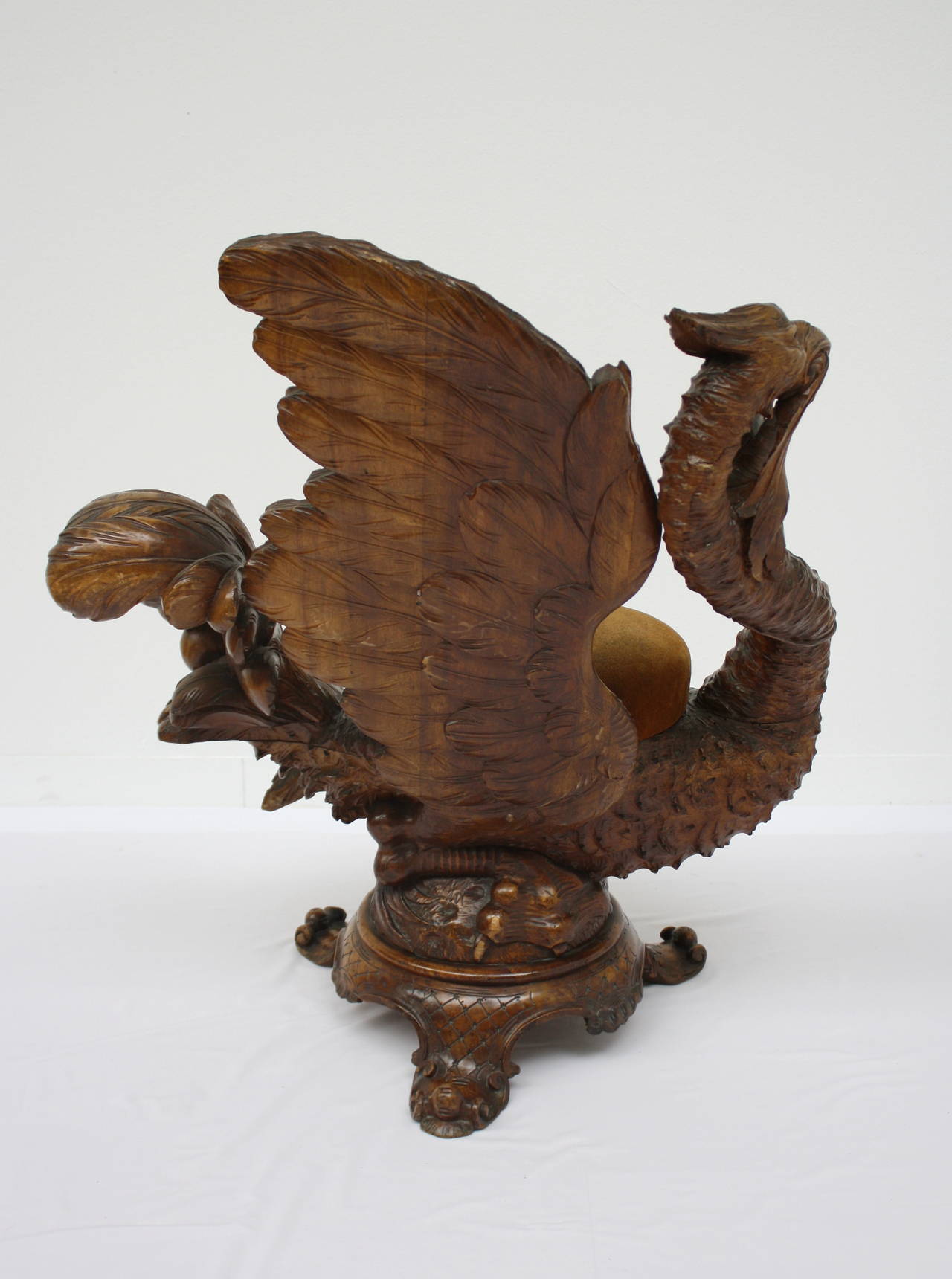 19th Century, Pair of Carved Wooden Swan Chairs For Sale at 1stDibs