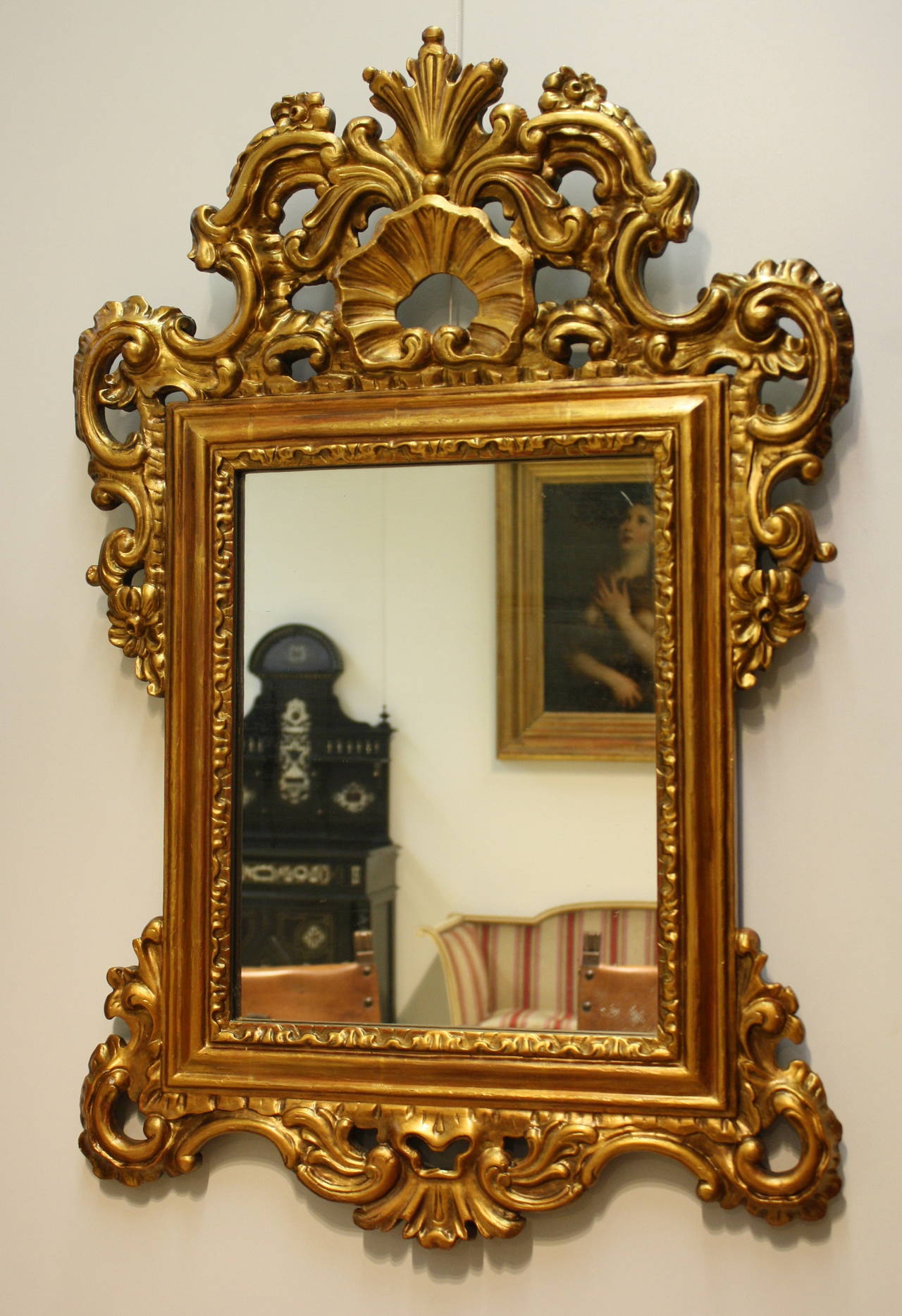 Austrian 18th Century Carved Giltwood Mirror For Sale