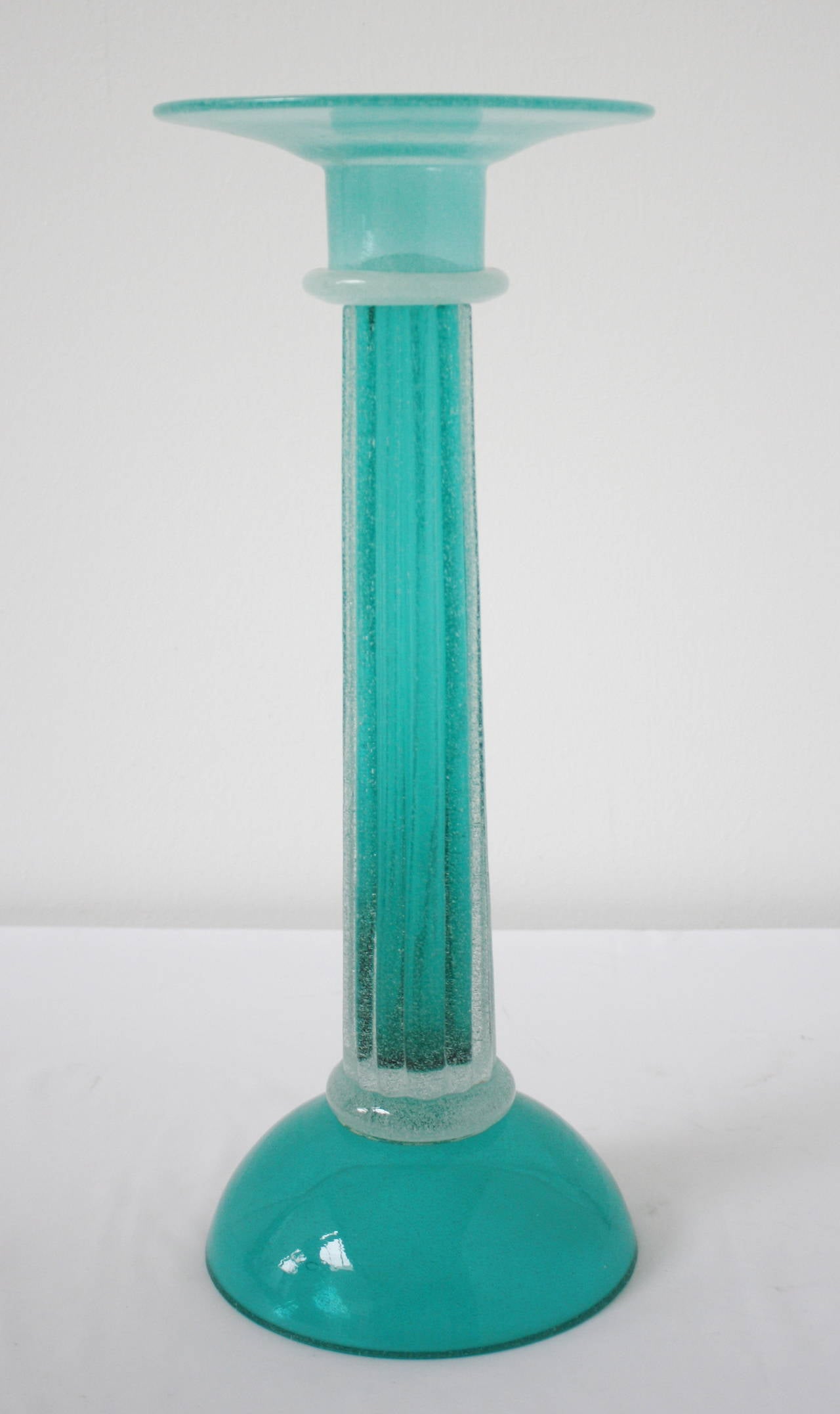 Murano glass (Italy) candleholder, turquoise glass.