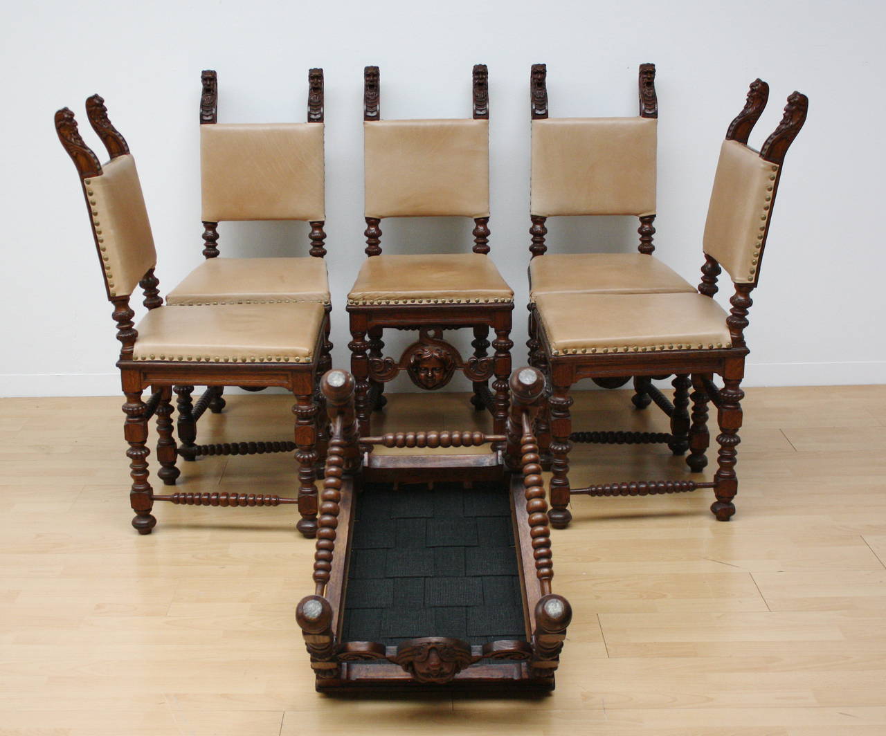 Late 19th Century Set of Six Historism Carved Chairs For Sale