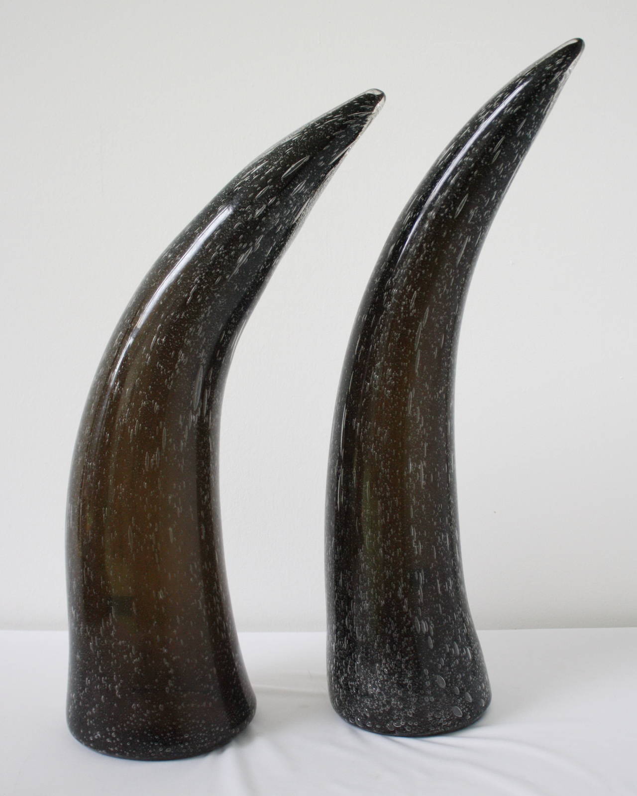 Two glass horns will come to an interesting and decorative glass sculpture by Romano Donà, Murano, Italy.