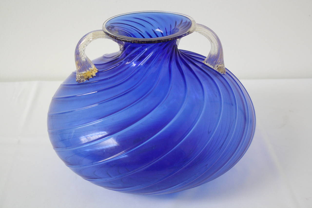 Blue glass vase by Archimede Seguso, Italy, Murano.