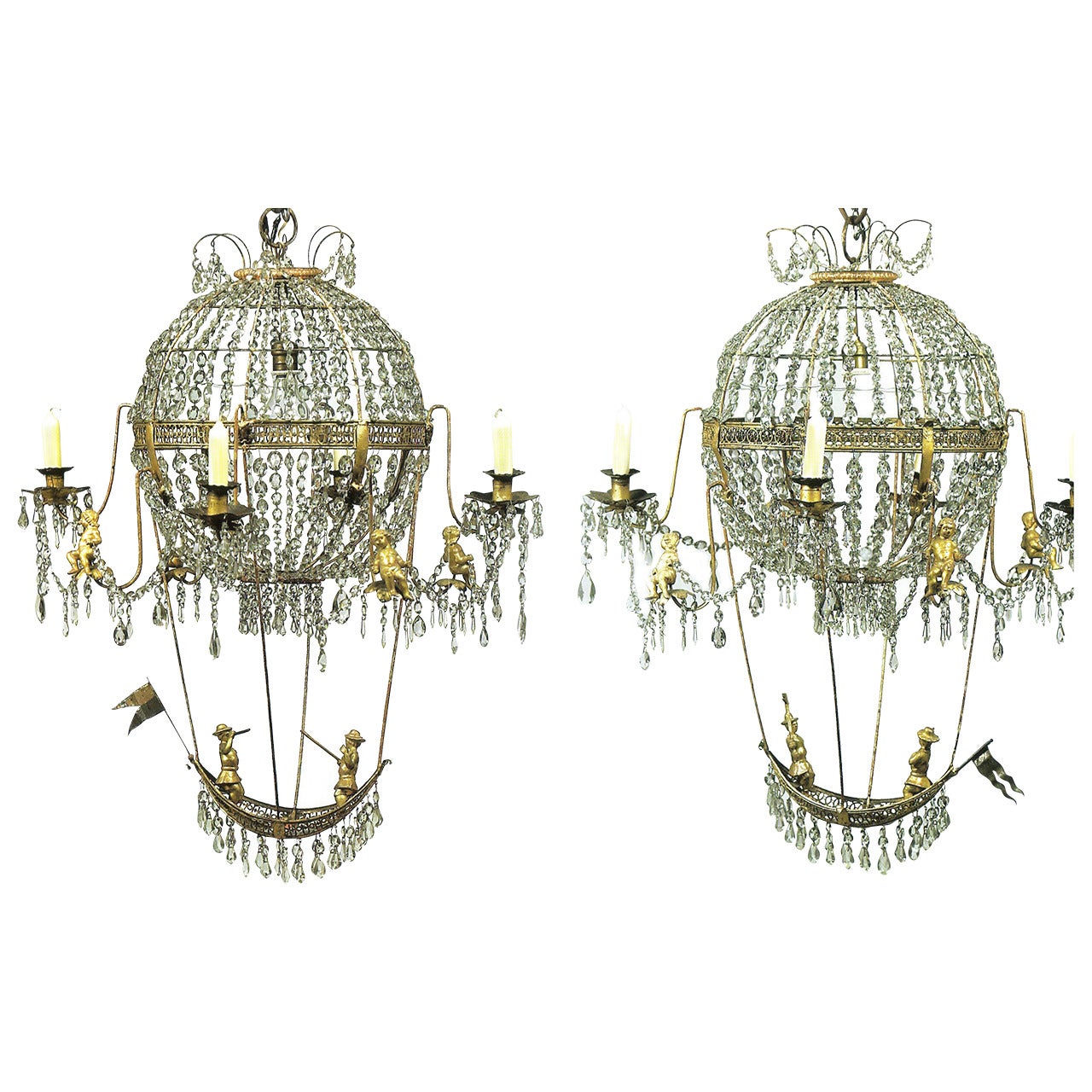 18th Century Pair of Montgolfier Chandeliers For Sale