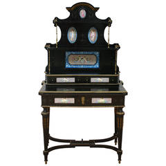 19th Century Small Secretaire with Faience Medaillons