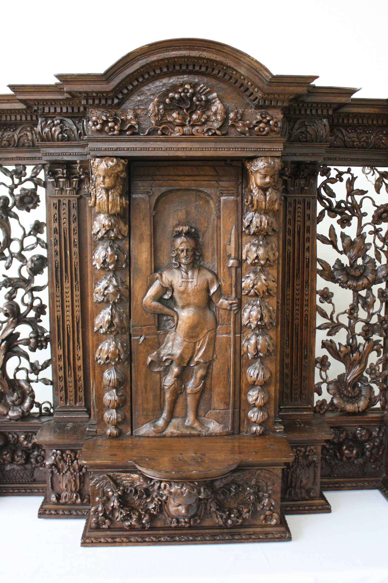 Walnut 17th Century Fine Carved Renaissance Tabernacle For Sale