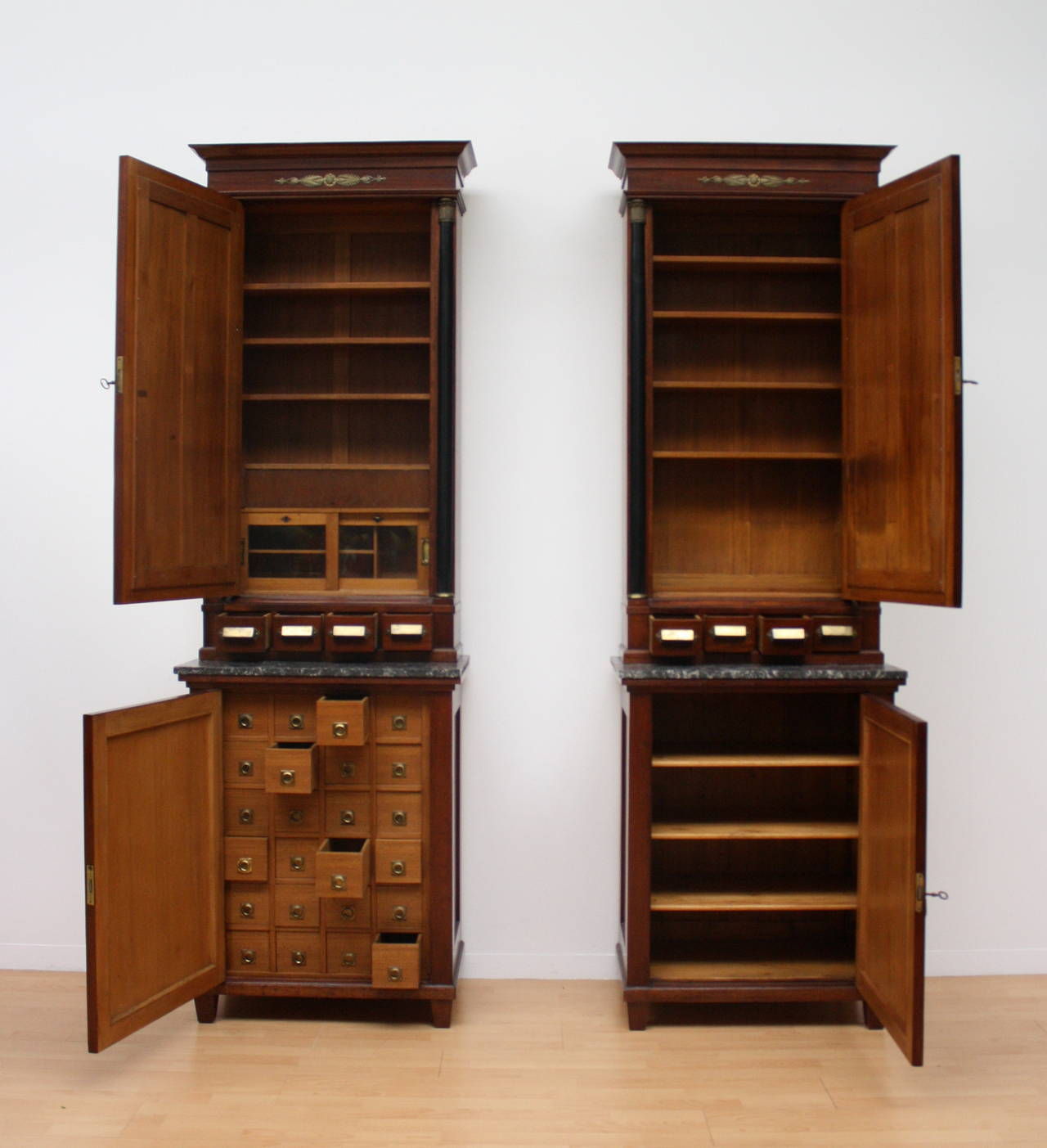 Austrian 19th Century, Pair of Biedermeier Apothecary Cabinet For Sale