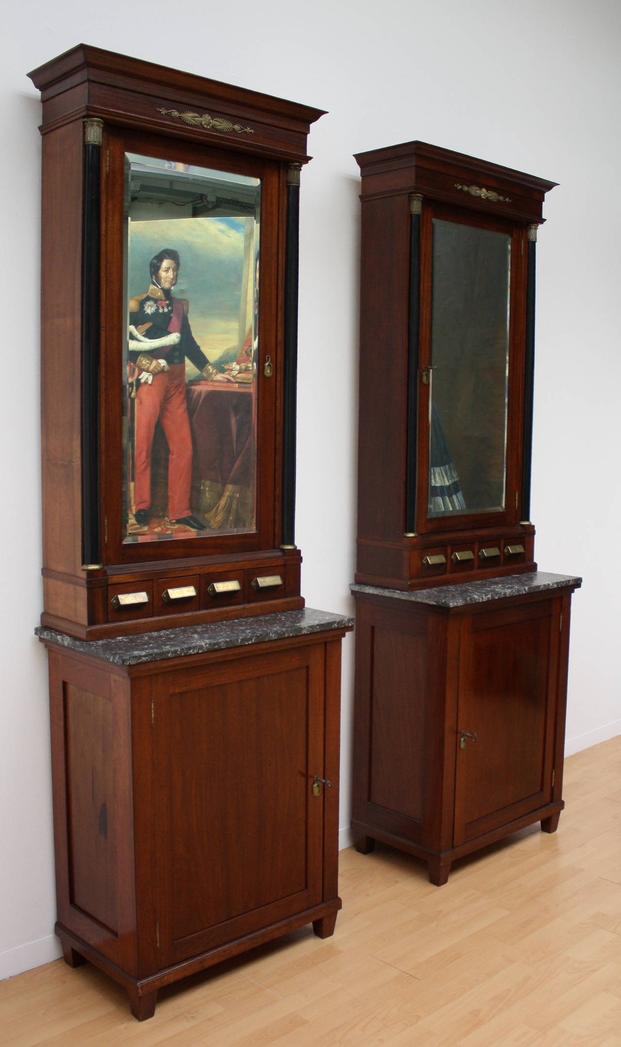 Mid-19th Century 19th Century, Pair of Biedermeier Apothecary Cabinet For Sale