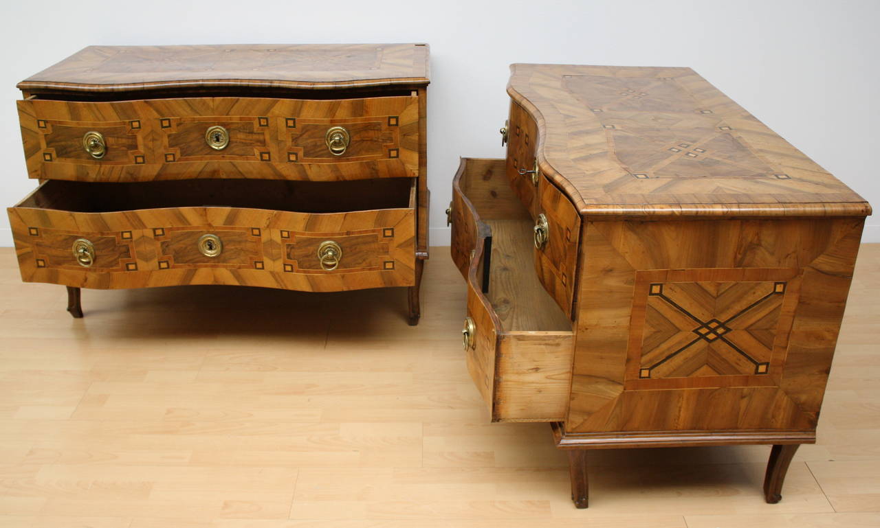 Mid-18th Century 18th Century, Pair of Baroque Two-Drawer Commode For Sale