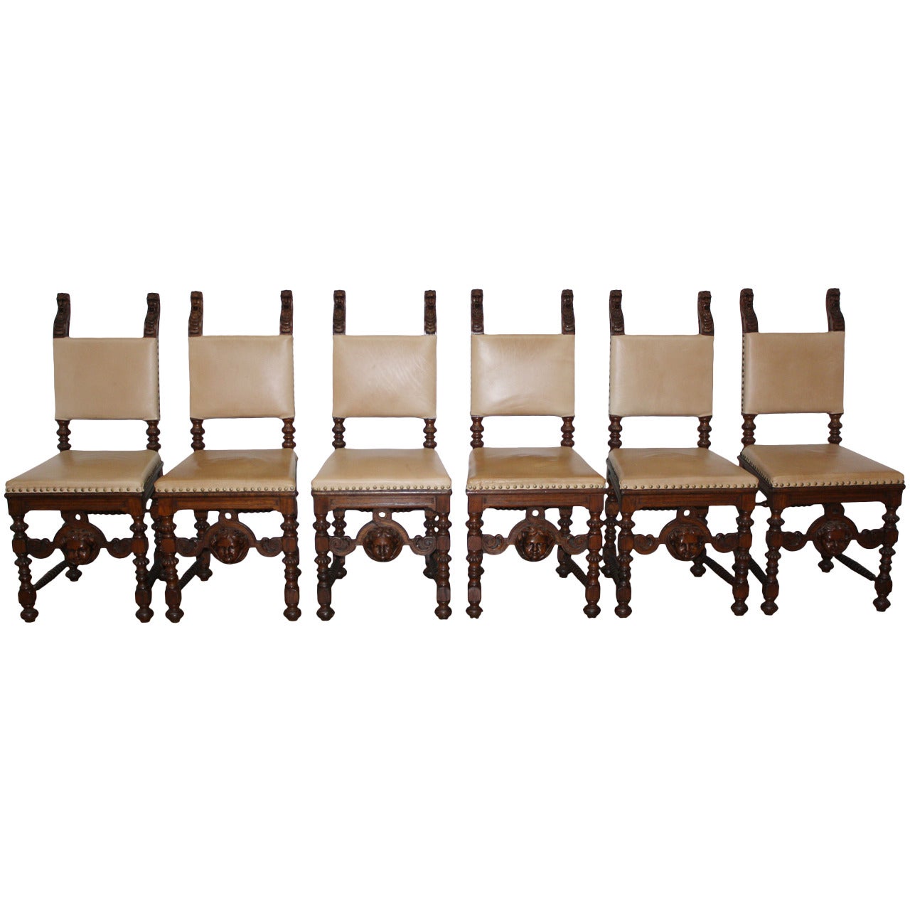 Set of Six Historism Carved Chairs For Sale
