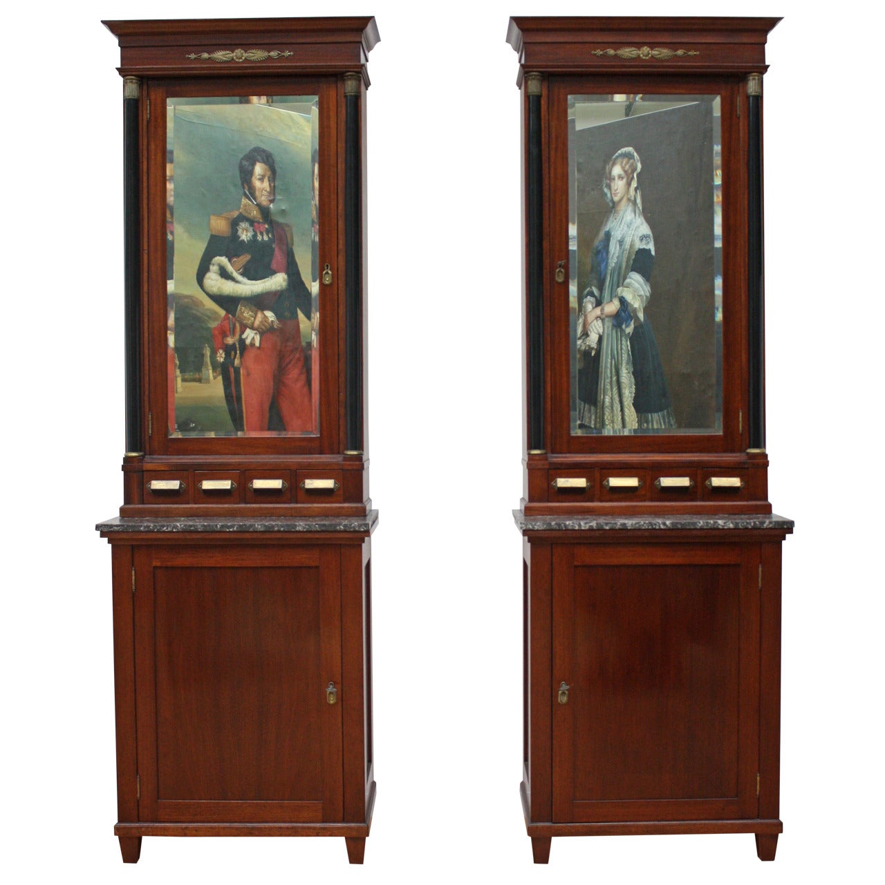 19th Century, Pair of Biedermeier Apothecary Cabinet For Sale