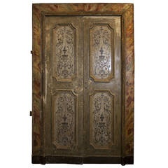 Antique Lacquered Door Complete with its Original Frame 4