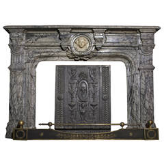 Antique Fireplace Made of "Grigio Fiorito" Marble