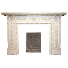 Antique Carved Fireplace, Made of Lacquered Wood
