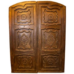 Antique 17th Century Italian Double Entrance Walnut Doors