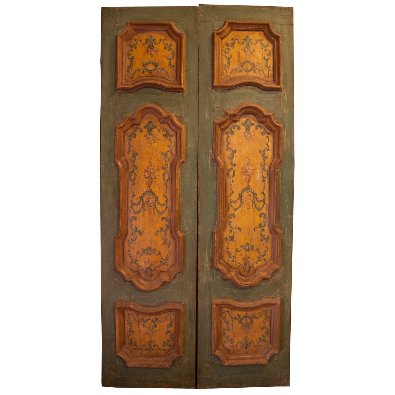 Antique lacquered Double Door For Sale