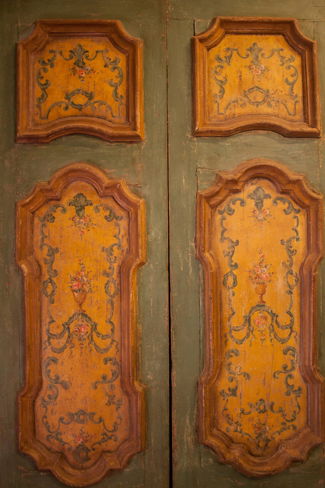 Italian Antique lacquered Double Door For Sale