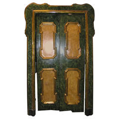 Antique Lacquered Double Door with Original Frame 3