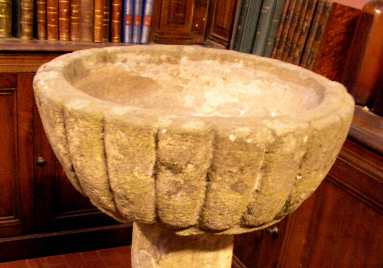 Antique Batism Font Made of Arenaria's Stone