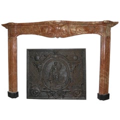 Antique Fireplace Made of "Rosso Macchia vecchia " Marble