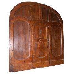Antique Doorway with Its Original Door Made of Chestnut and Walnut 6