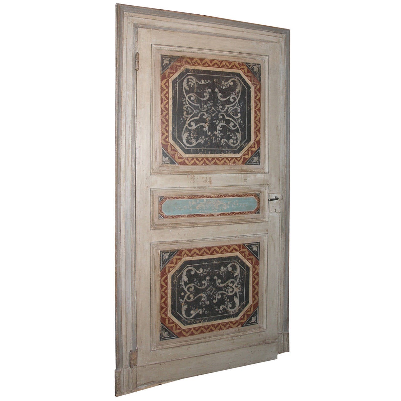 Antique Lacquered Door with Original Frame For Sale at 1stdibs