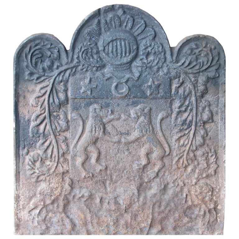 Antique Fireplace Cast Iron Plate at 1stDibs