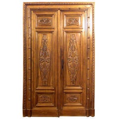 Antique Walnut Carved Double-Door