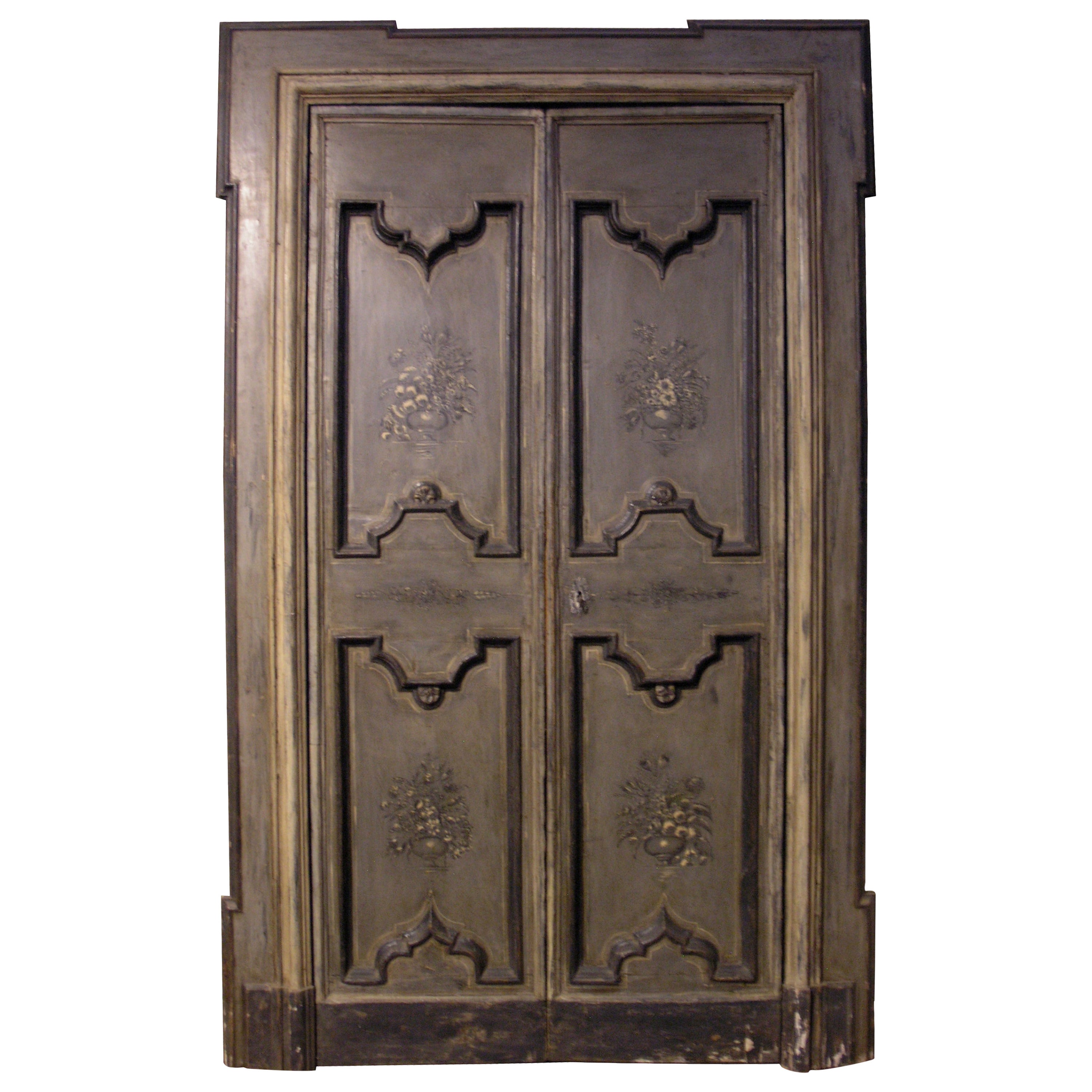 Antique Lacquered Double Door For Sale