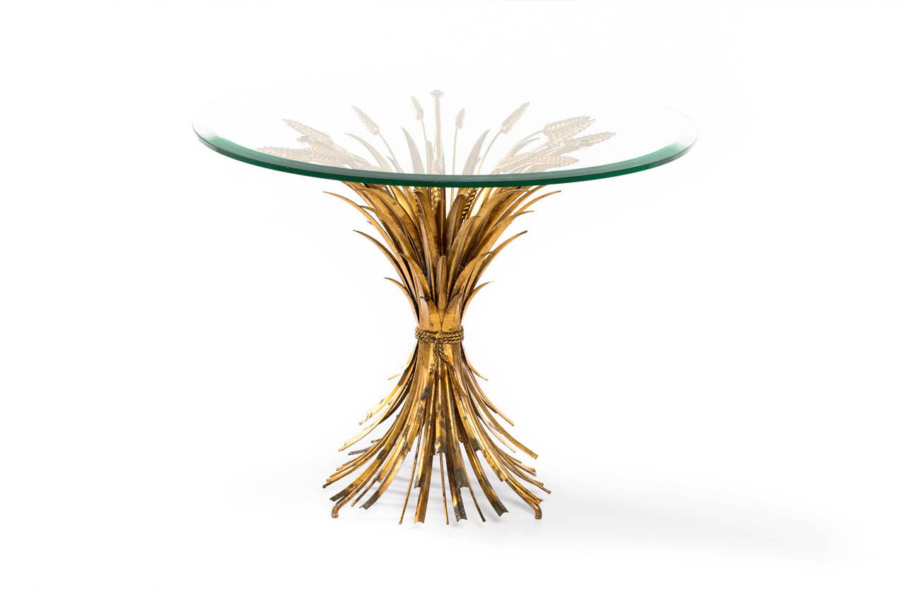 Hollywood Regency French Sheaf of Wheat Side Table