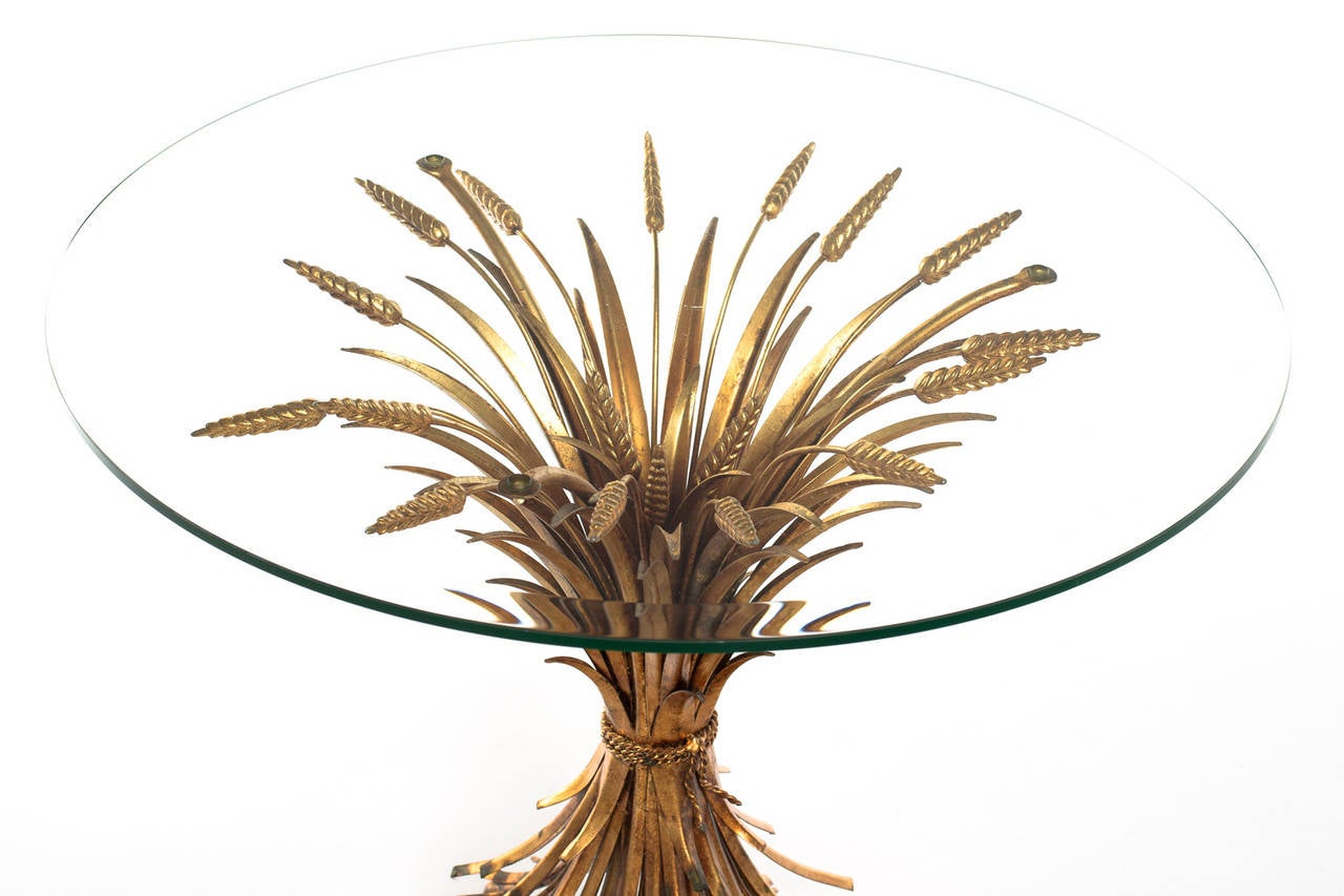Gilt French Sheaf of Wheat Side Table