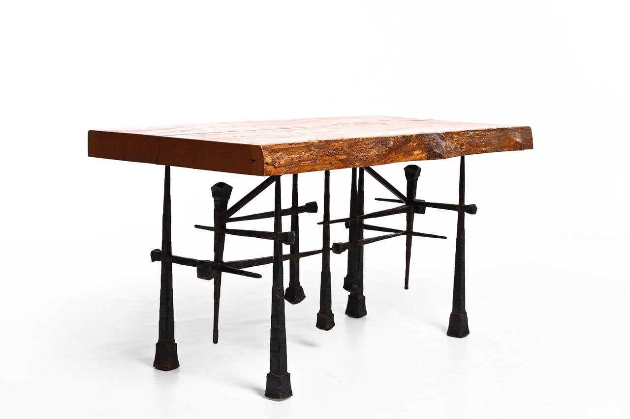 Painted Brutalist Side Table - console table