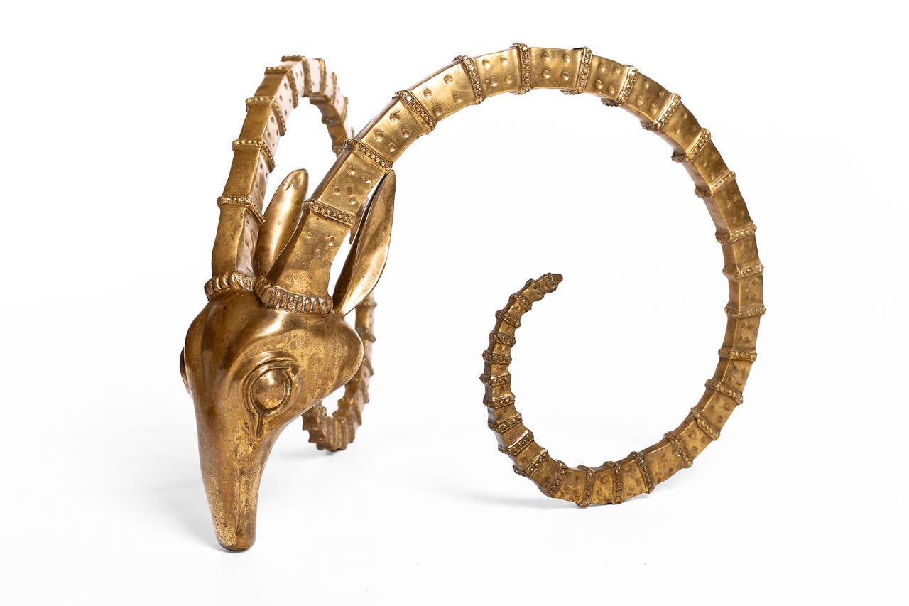 Late 20th Century Brass Ram's Head Coffee Table