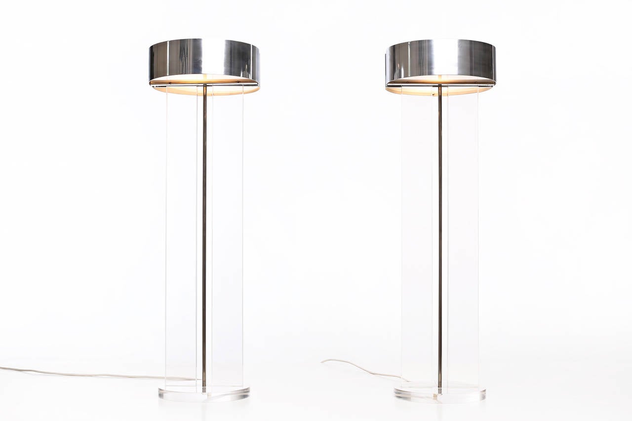 American Exclusive Set of Large Lucite Table Lamps