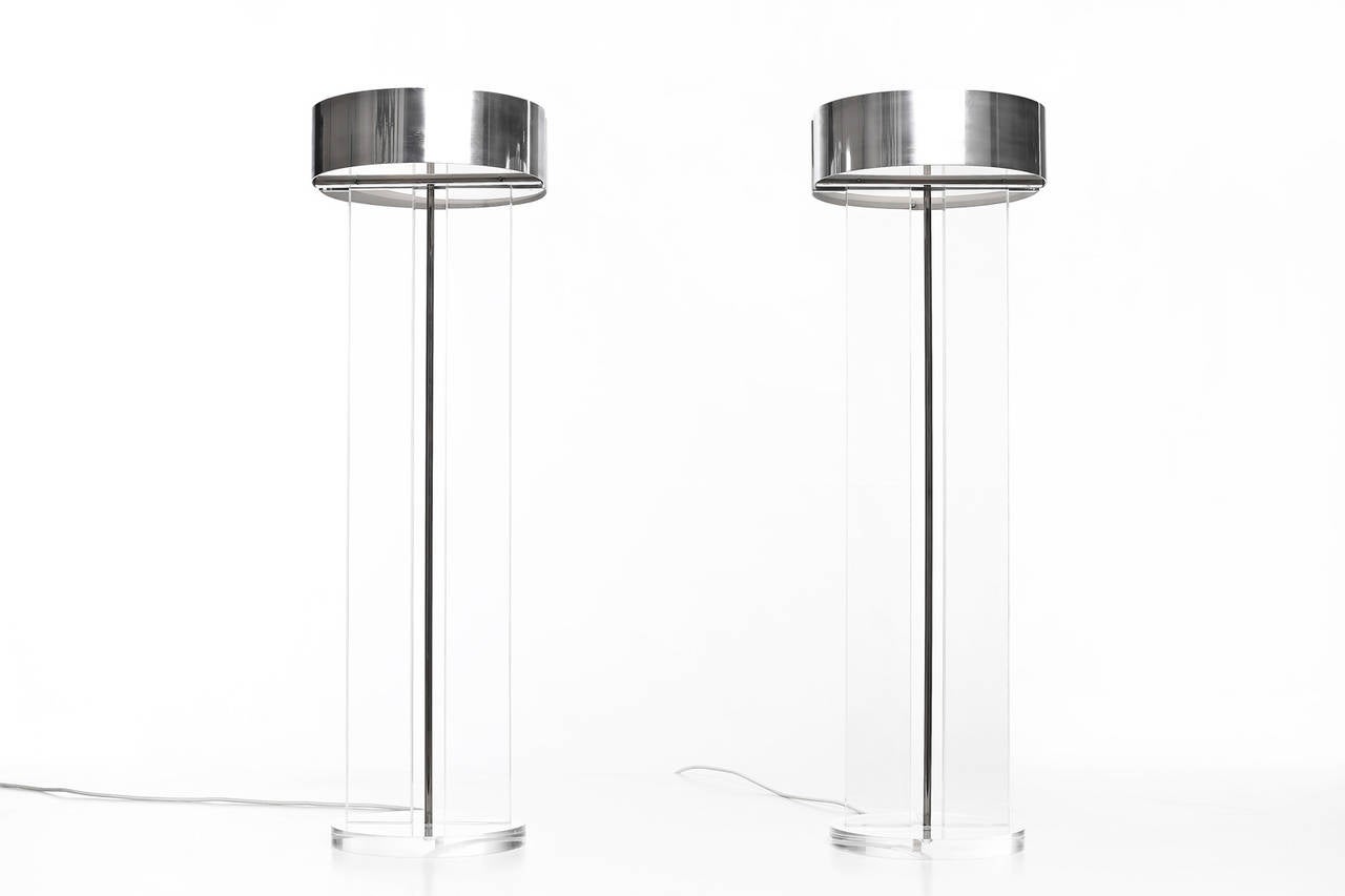 Polished Exclusive Set of Large Lucite Table Lamps