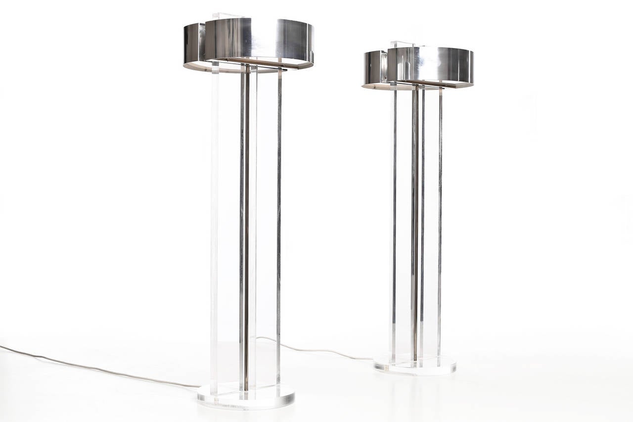 Mid-Century Modern Exclusive Set of Large Lucite Table Lamps