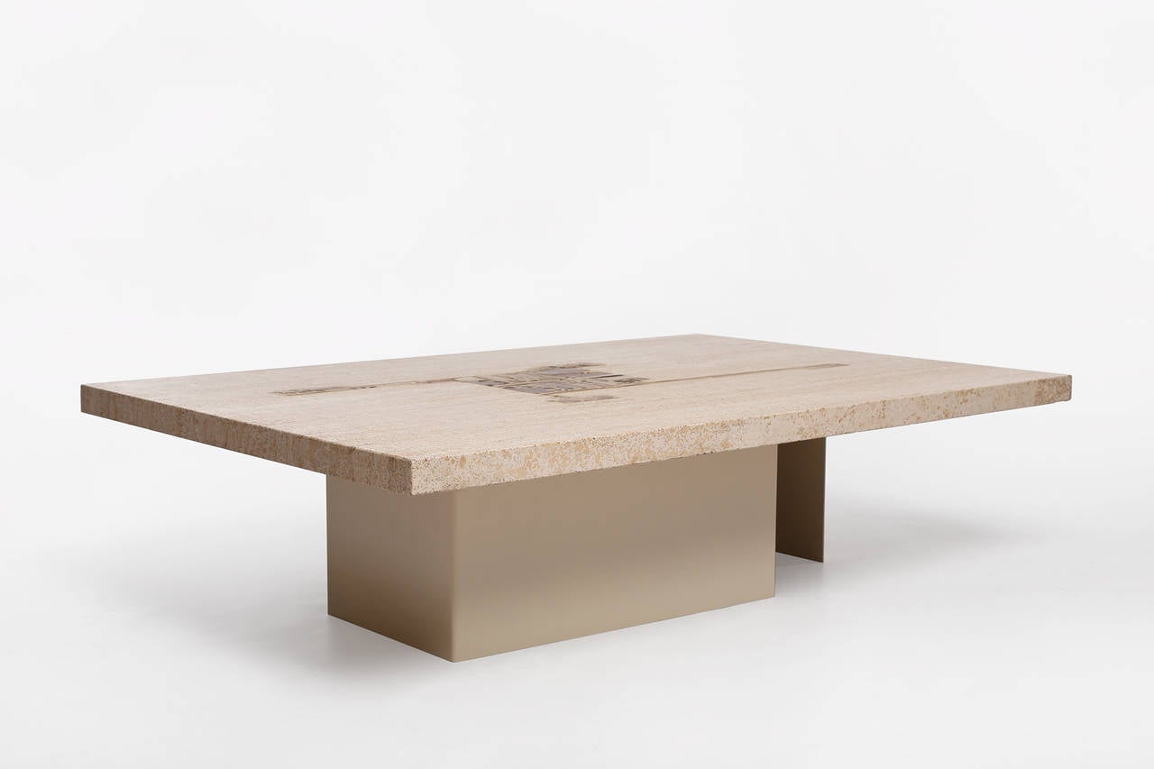 Travertine Coffee Table by Paul Kingma, 1980 In Excellent Condition In Rotterdam, NL