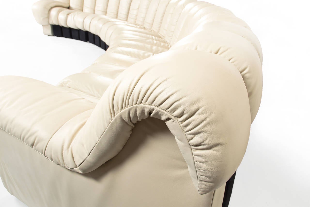 Mid-Century Modern De Sede Ds 600 Off-White Leather Sofa, 20 Pieces