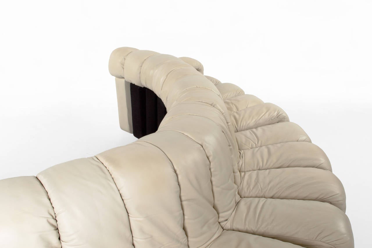 Swiss De Sede Ds 600 Off-White Leather Sofa, 20 Pieces