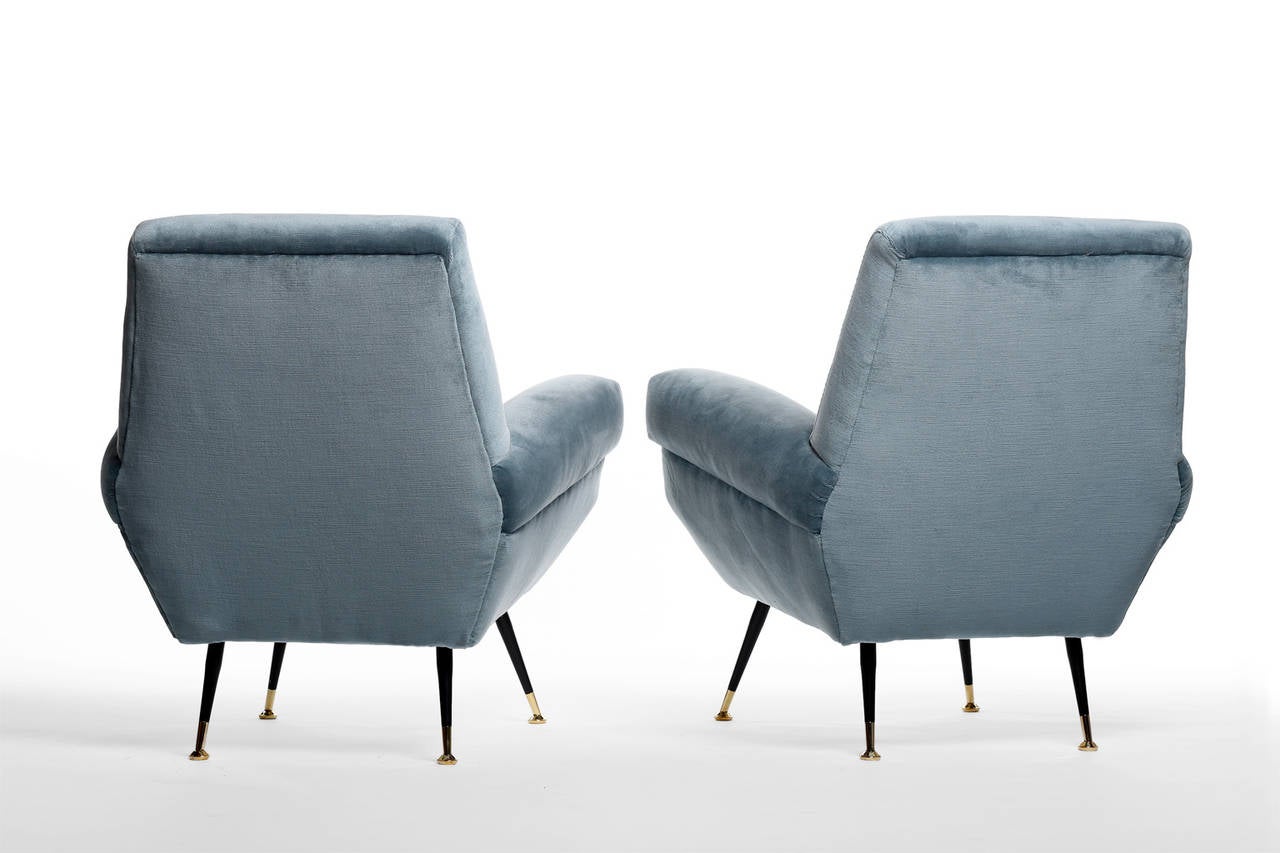 Polished Pair of Italian Easy Chairs, 1950s