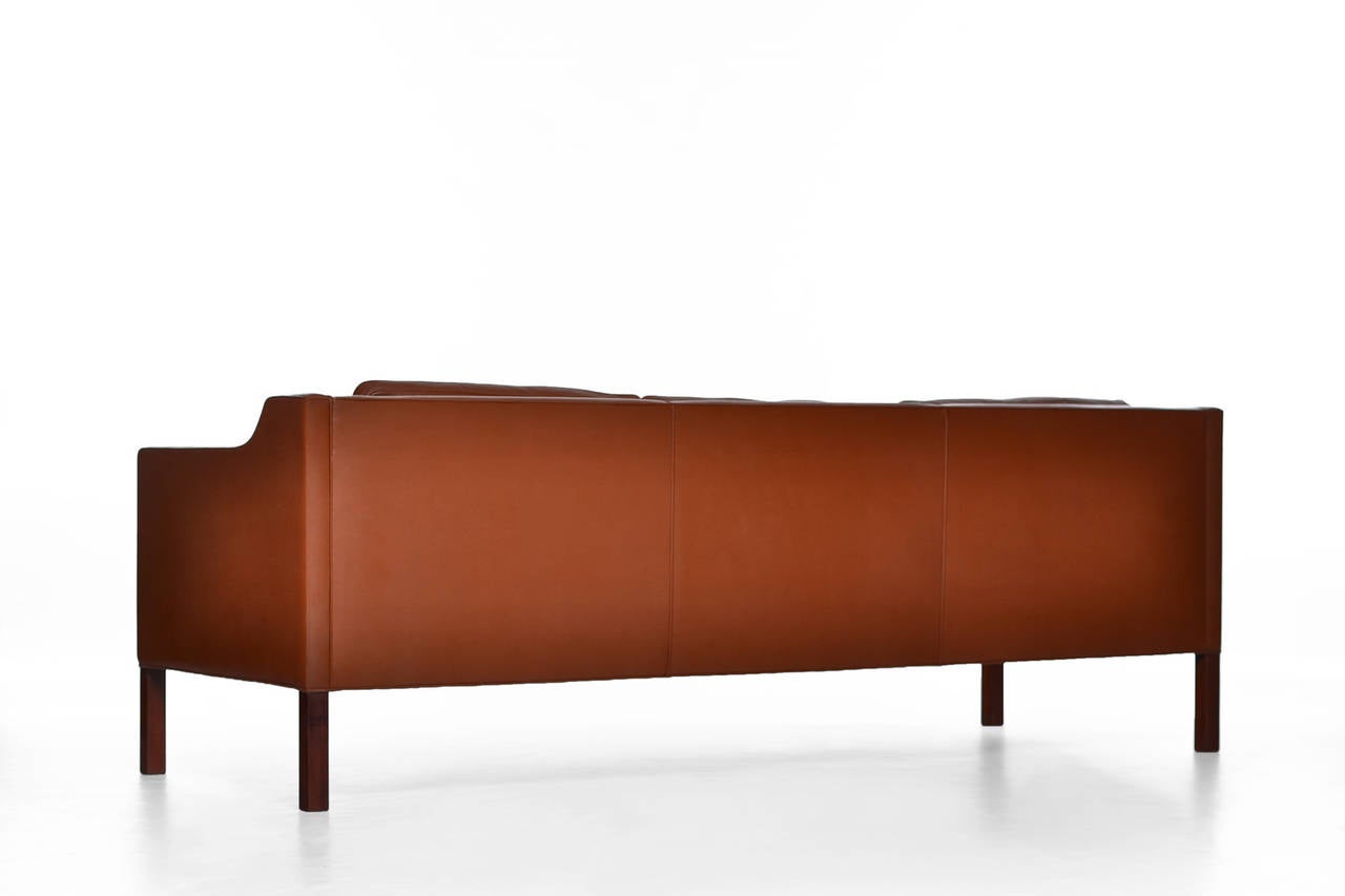 Cognac Leather Sofa Model 2213 by Børge Mogensen for Fredericia In Excellent Condition In Rotterdam, NL