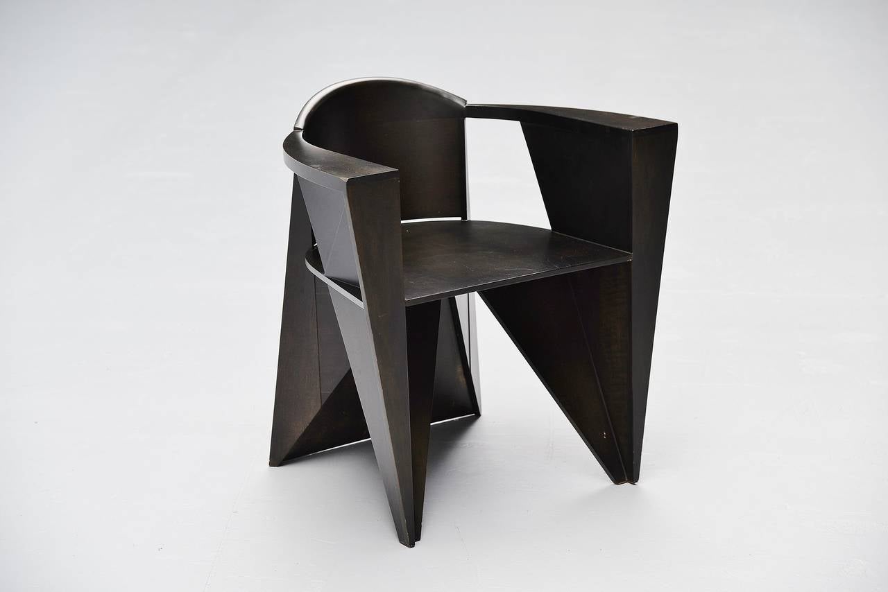 Wood Constructivist Armchair, 1970 Frank Lloyd Wright Inspired