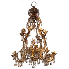 Antique 19th Century Cut Crystal Chandelier from Spain