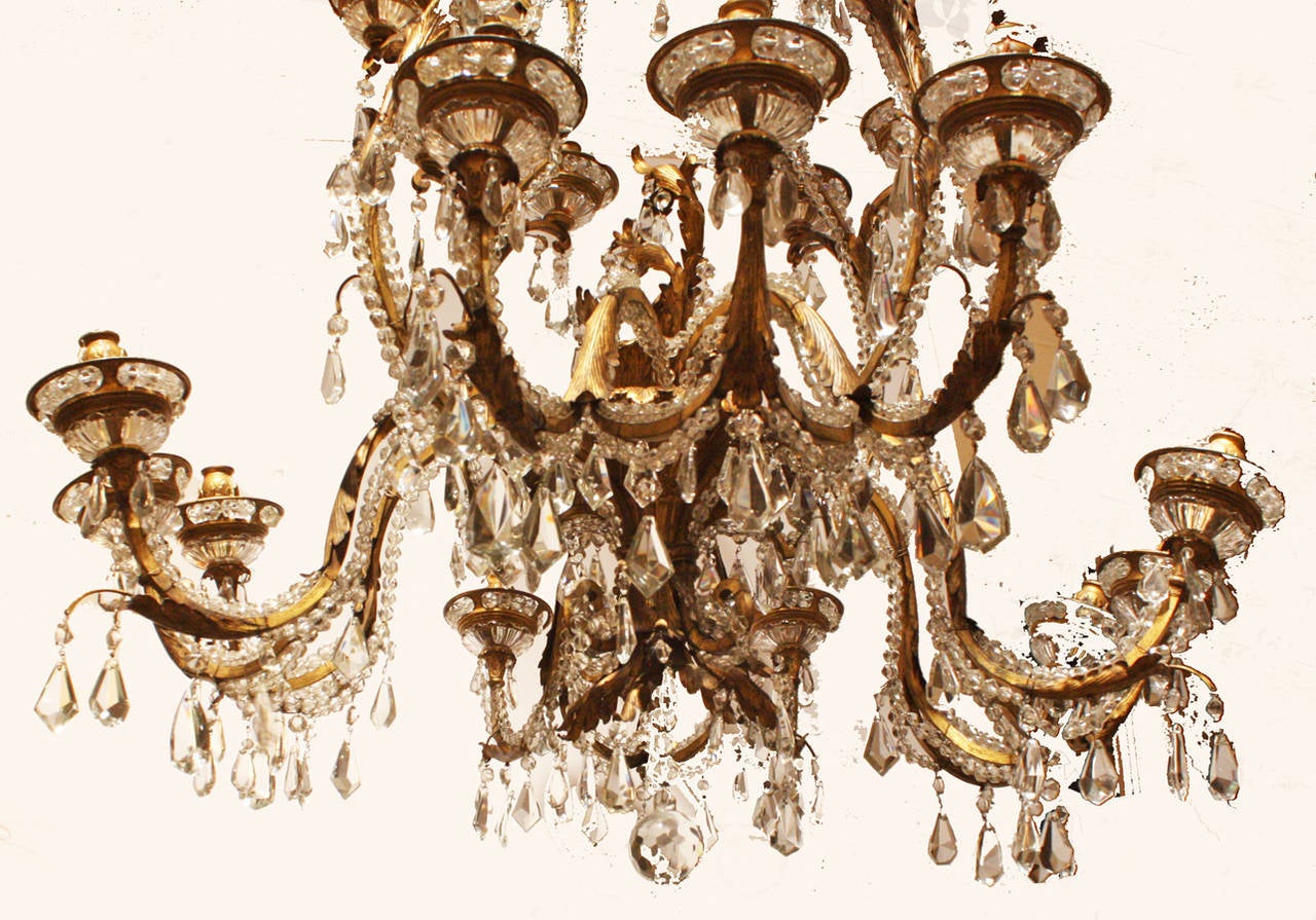 Baroque Revival 19th Century Cut Crystal Chandelier from Spain