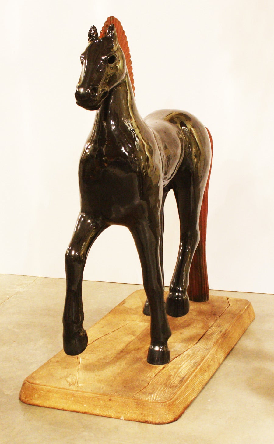 Glazed Large Mid-Century Italian Horse Figure
