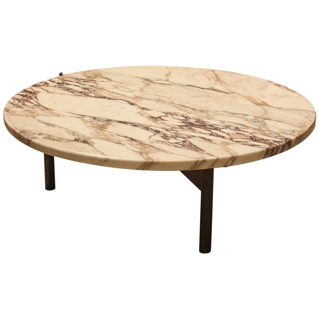 Round Mid-Century Marble Topped Coffee Table
