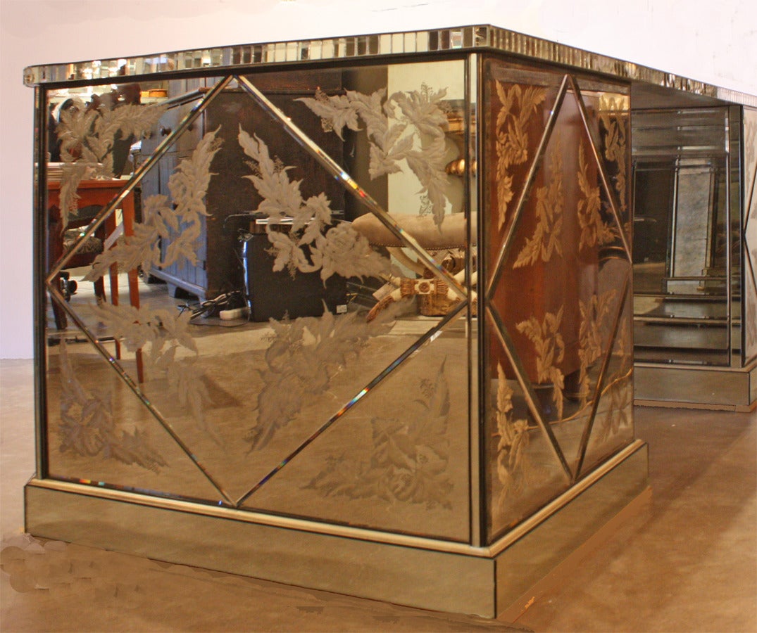 Etched Italian Mirrored Desk