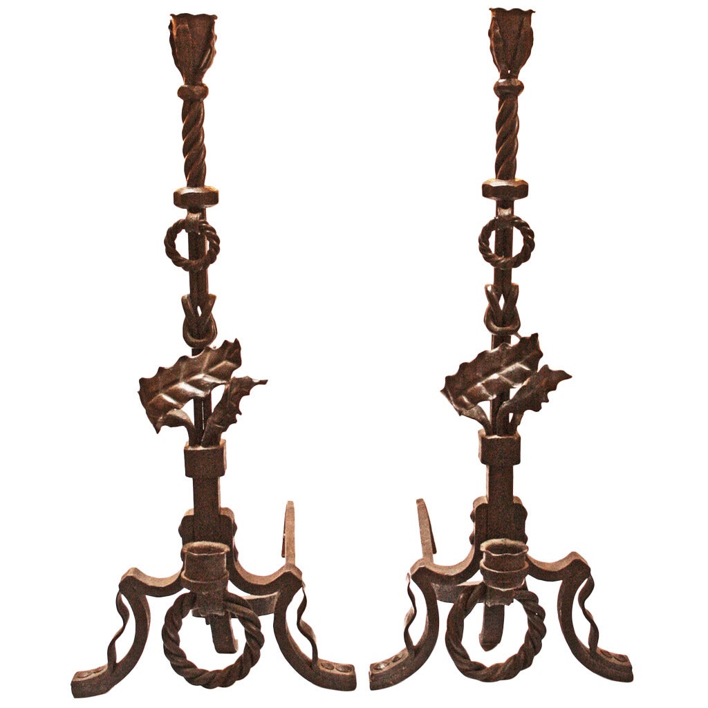 Monumental Wrought Andirons