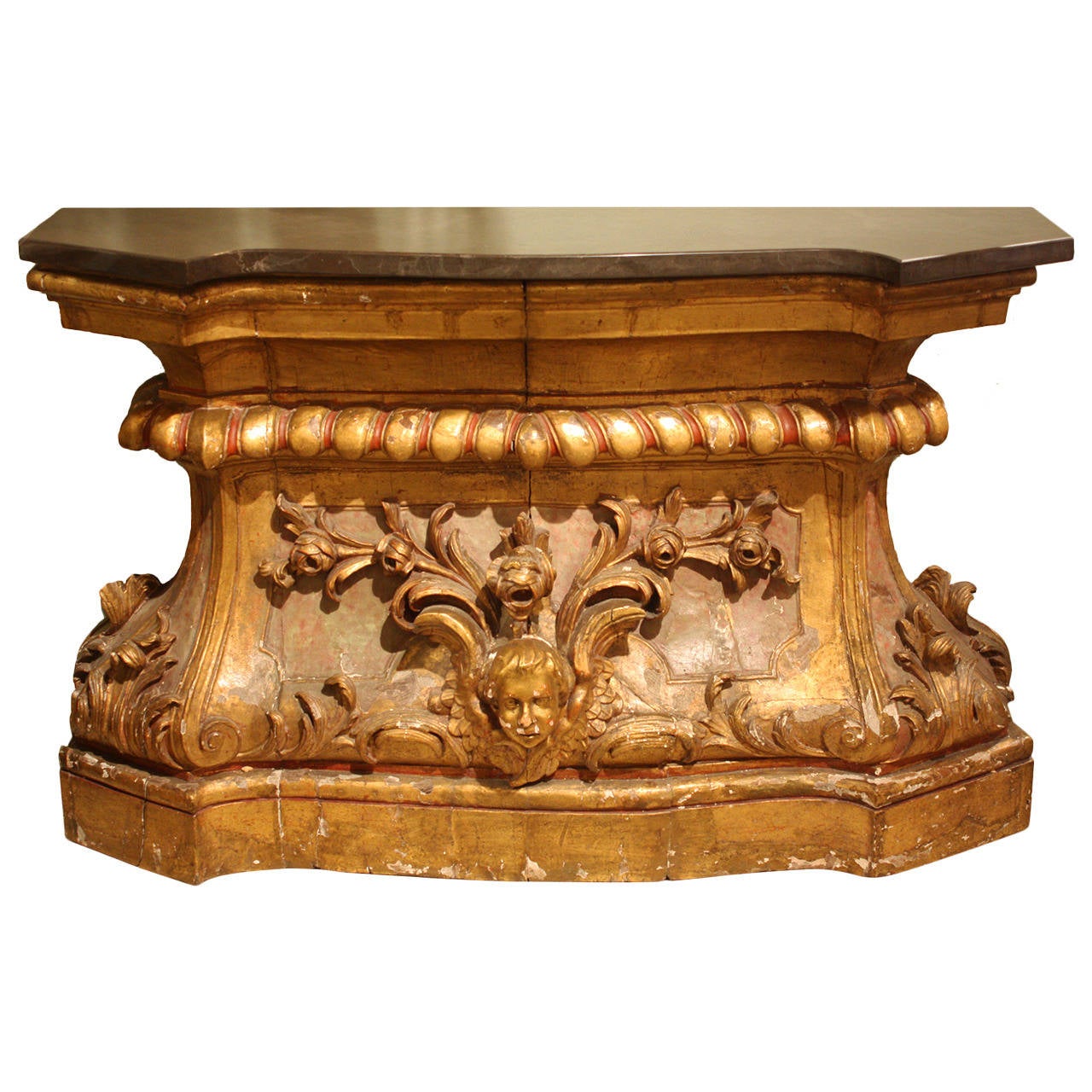 Gilt French Baroque Style Console For Sale at 1stDibs