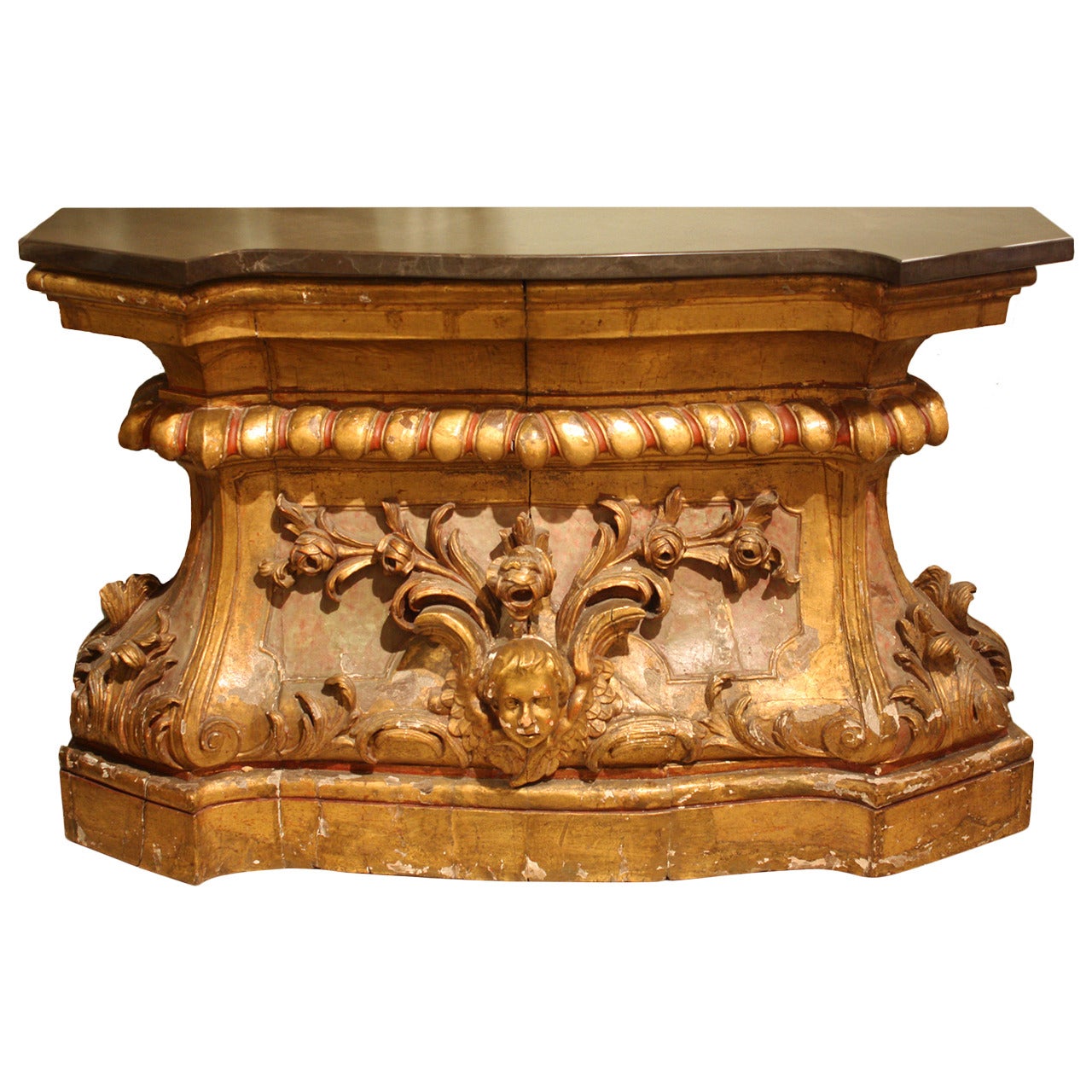 Gilt French Baroque Style Console