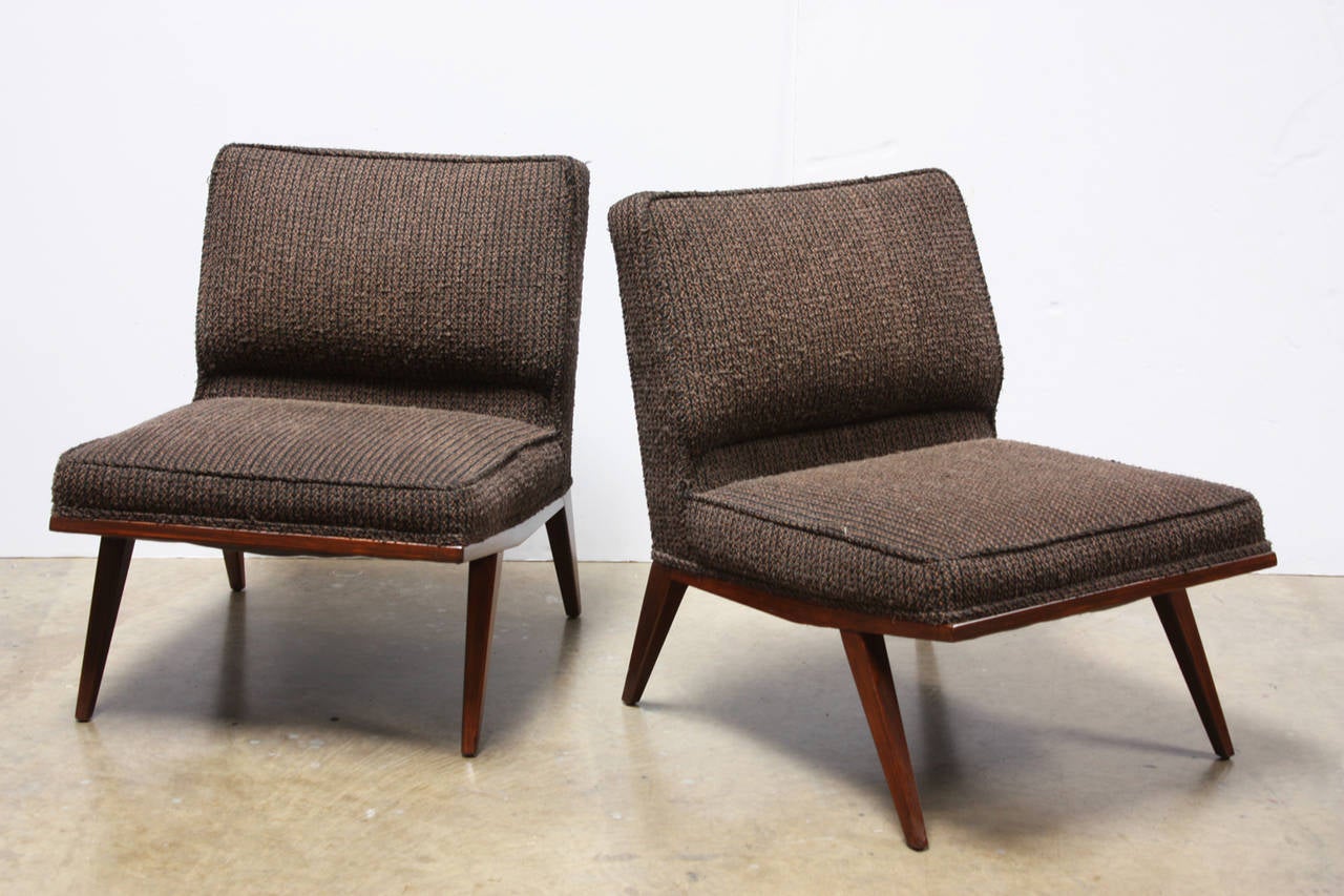 Pair of lounge or slipper chairs attributed to Paul McCobb, circa 1960.